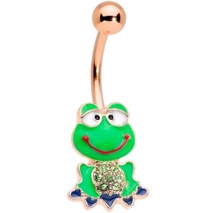 2/30$ Or 3/$35 NEW!BODY CANDY Silly Green‎ Frog Belly Button Ring-(#1,048)